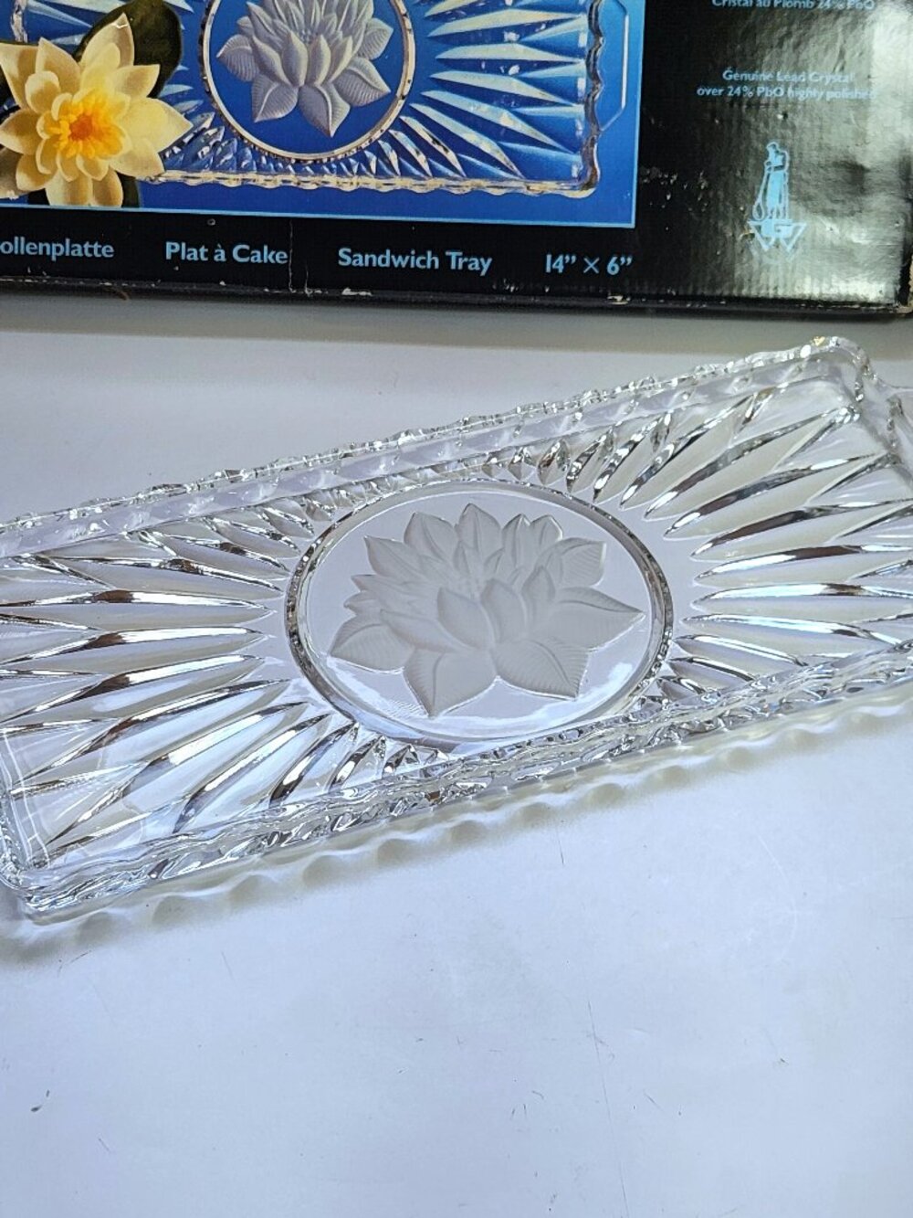 Stollenplatte Crystal Platter German Christmas Serving Tray Carmen Box 14" x 6"